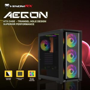 CASING VENOMRX AEGON INCLUDE 4 FAN ARGB - mATX, ATX GAMING CASE