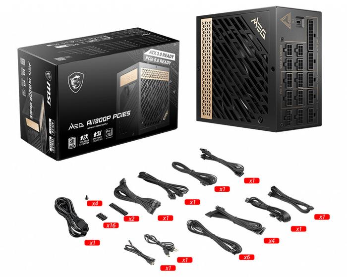 Power Supply MSI MEG Ai1300P PCIE5 - 1300W 80+ Platinum FULL MODULAR - Image 2