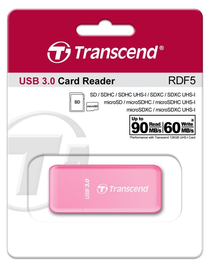 Transcend Card Reader RDF5 - SD, microSD USB 3.0 / USB 3.1 - PINK