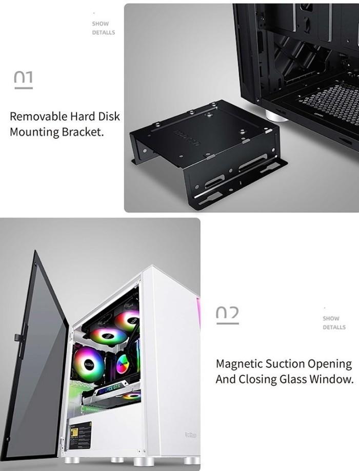CASING PCCOOLER / PC COOLER PLATINUM LM300 - mATX Gaming Case - WHITE - Image 2