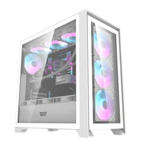 Casing DarkFlash DRX90 Glass ATX PC Case - INCLUDE 4 FAN ARGB - WHITE