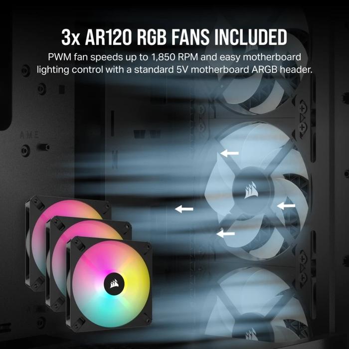 CASING CORSAIR 3000D RGB AIRFLOW - Mini ITX, MATX, ATX - BLACK - Image 3