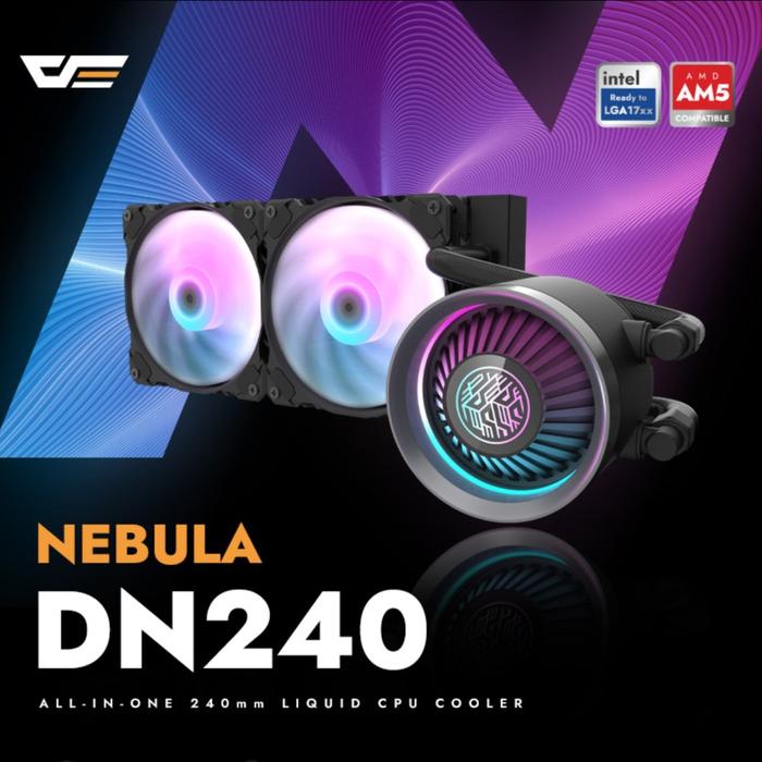DarkFlash NEBULA DN240 / DN 240 ARGB 240mm AIO Liquid Cooler - BLACK - Image 3