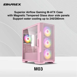 CASING EINAREX M03 COLOR 1X120MM FAN ARGB - mATX Gaming Case - PINK