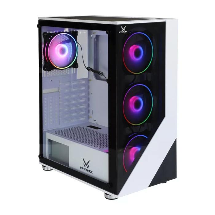 CASING FPMAX AIRPOWER CL7713 ARGB + 4 FAN - ATX GAMING CASE - WHITE