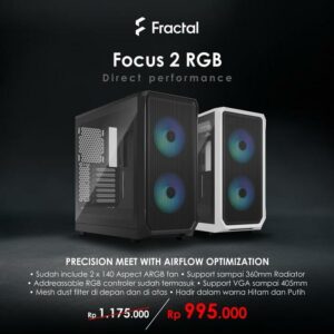FRACTAL DESIGN FOCUS 2 RGB - Include 2X140 ASPECT ARGB FAN - BLACK