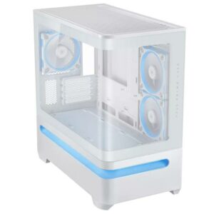 Casing ASUS PRIME AP202 ARGB - mATX Case Tempered Glass Curved With FAN - WHITE
