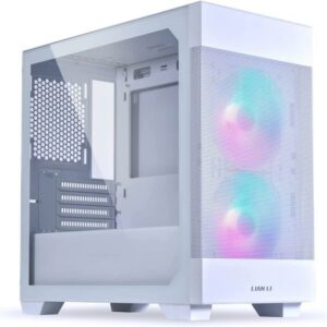 JualLian Li Lancool 205M Mesh | M-ATX PC Case TG Include 2 ARGB PWM Fans – Snow