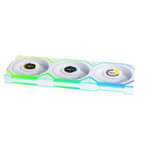 JualLian Li Uni Fan SL 120 WIreless | ARGB Fan Casing With LCD Display Reverse Blade Triple Pack – White