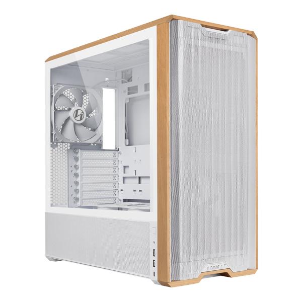 Lian Li Lancool 217 | PC Case E-ATX Wooden Tempered Glass – Include 5 Cooling Fans - White