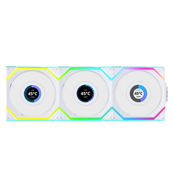Lian Li Uni Fan SL 120 WIreless | ARGB Fan Casing With LCD Display Reverse Blade Triple Pack - White - Image 2