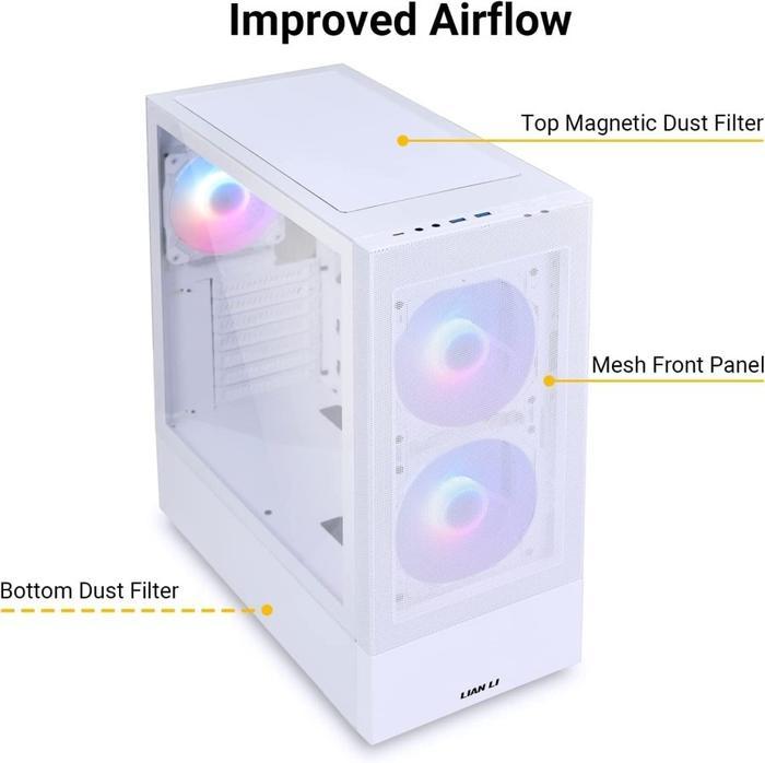 Lian Li Lancool 205 Mesh C | ATX PC Case TG Include 3 ARGB Fans - White - Image 2