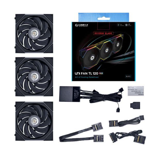 Lian Li Uni Fan TL120 | Fan Casing 120mm Reverse Blade Triple Pack - Black - Image 3