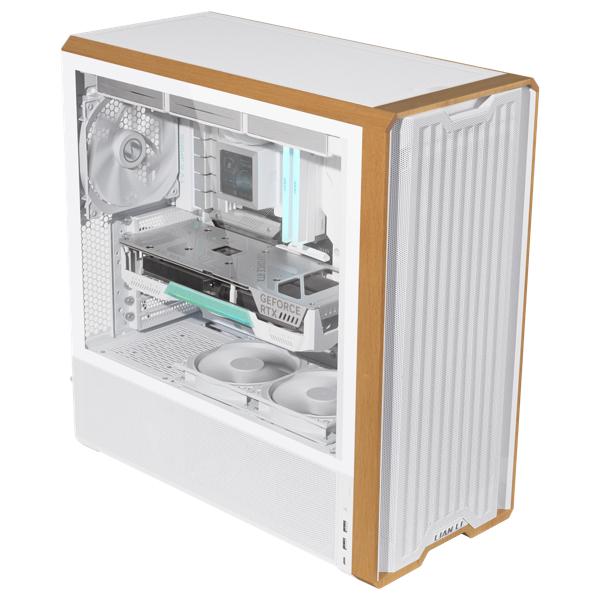 Lian Li Lancool 217 | PC Case E-ATX Wooden Tempered Glass – Include 5 Cooling Fans - White - Image 2