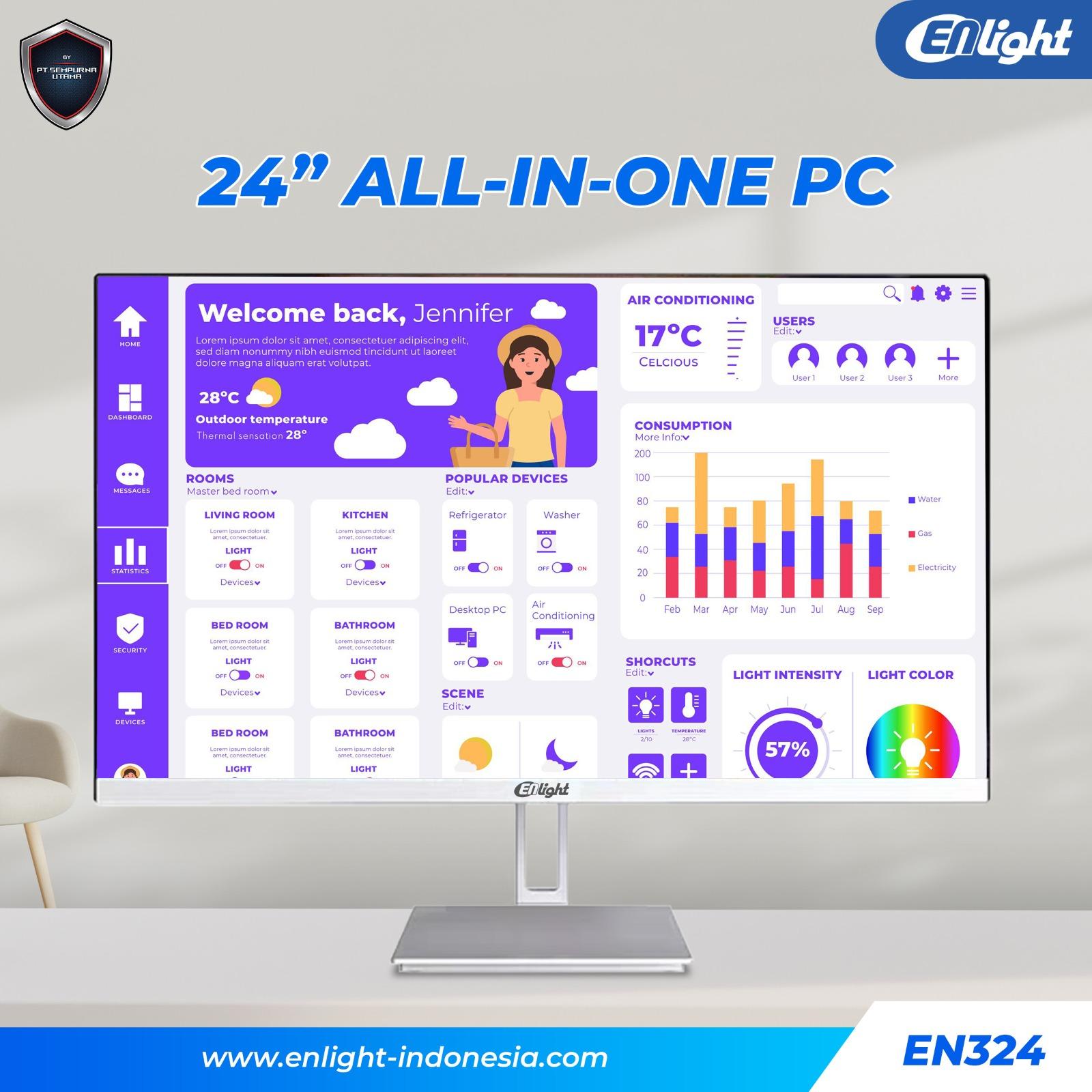 Enlight AIO EN324 | Monitor LED AIO 24" FHD 1920x1080 I3 7100 | 8GB DDR4 - Image 2