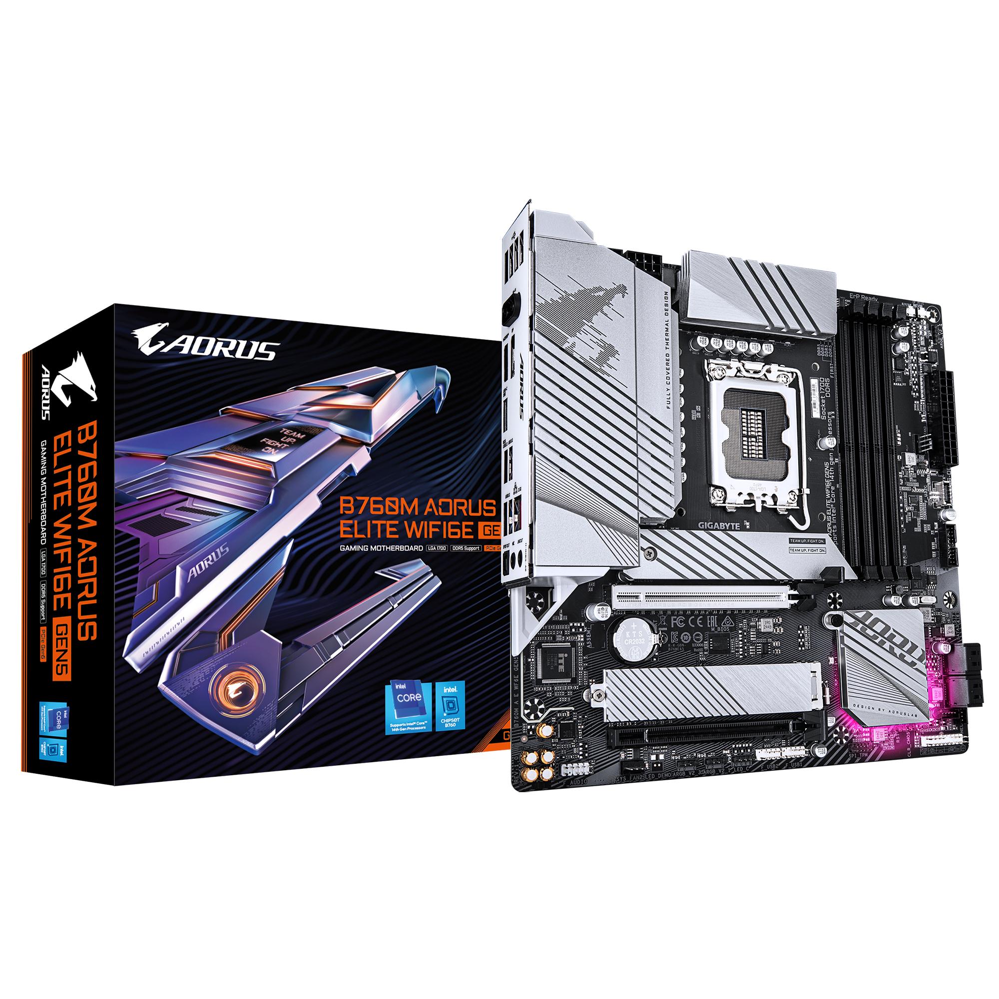 GIGABYTE B760M AORUS ELITE WIFI6E GEN5 (Socket LGA 1700, B760, DDR5)