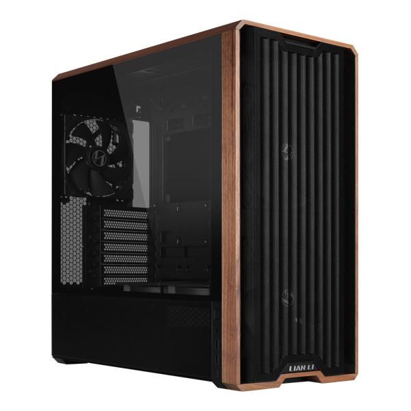 Lian Li Lancool 217 | PC Case E-ATX Wooden Tempered Glass – Include 5 Cooling Fans - Black