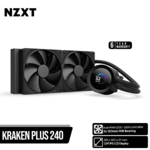 JualNZXT KRAKEN Plus 240 | AIO Liquid Cooling 1.54&Prime; LCD Display &ndash; Black