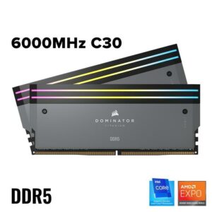 CORSAIR DOMINATOR TITANIUM RGB DDR5 64GB (2X32GB) 6000MHz C30 INTEL XMP / AMD EXPO - Grey