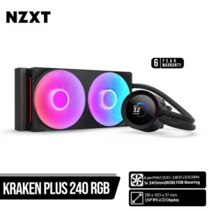 NZXT KRAKEN PLUS 240 RGB | AIO Liquid Cooling 1.54" LCD Display - Black