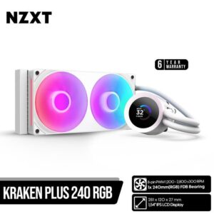 JualNZXT KRAKEN PLUS 240 RGB | AIO Liquid Cooling 1.54&Prime; LCD Display &ndash; White