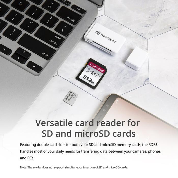 Transcend Card Reader RDF5 - SD, microSD USB 3.0 / USB 3.1 - WHITE - Image 3