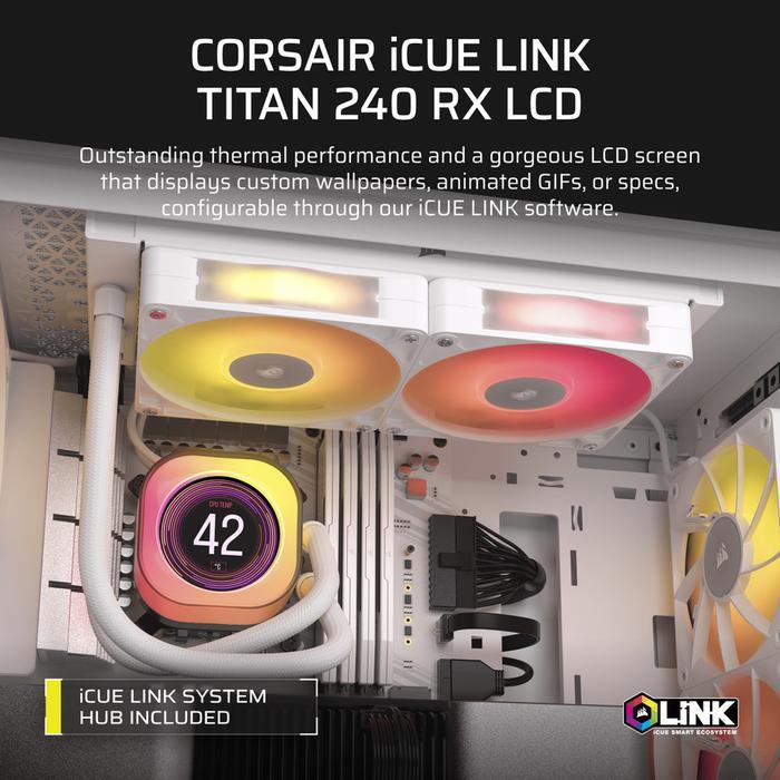 CORSAIR iCUE LINK TITAN 240 RX LCD - 240mm AIO Liquid CPU Cooler With LCD Display - Black - Image 5