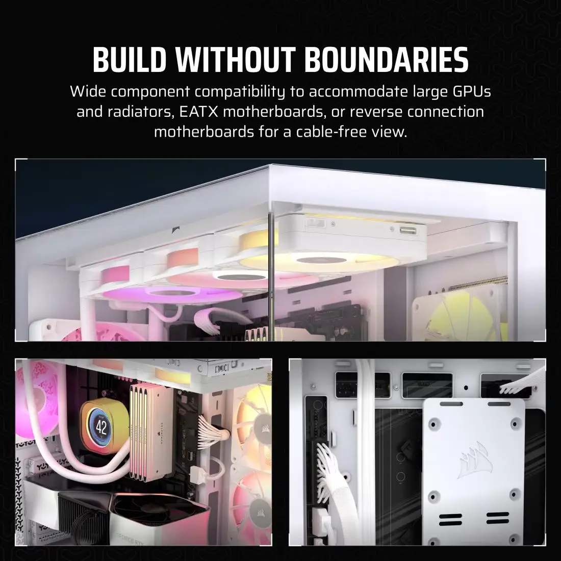Corsair iCue LINK 3500X RGB | E-ATX PC Case Mid Tower with 3 RGB Fans - WHITE (CC-9011281-WW) - Image 5