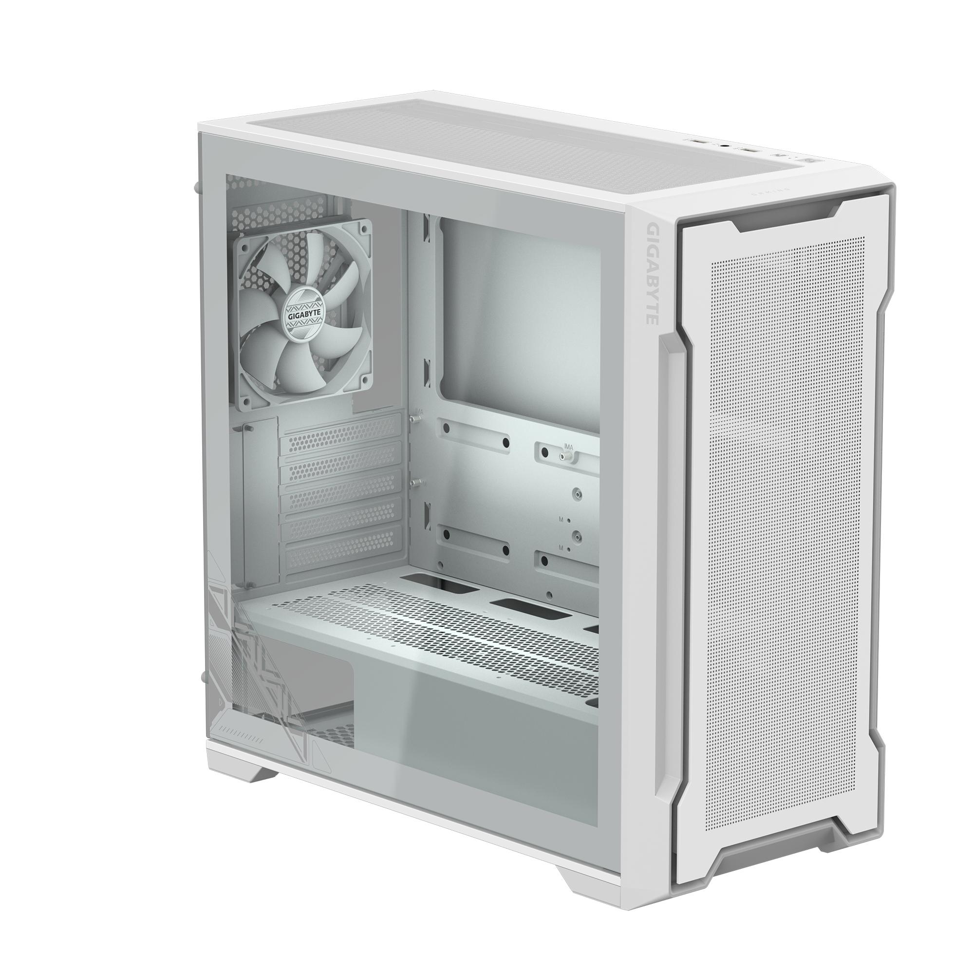 GIGABYTE C102 Glass Ice - Casing PC Gaming M-ATX Included 2 Fan - White - Image 2