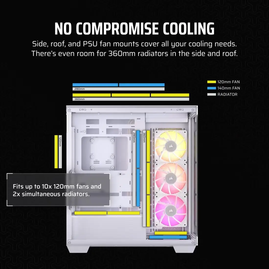 Corsair iCue LINK 3500X RGB | E-ATX PC Case Mid Tower with 3 RGB Fans - WHITE (CC-9011281-WW) - Image 6