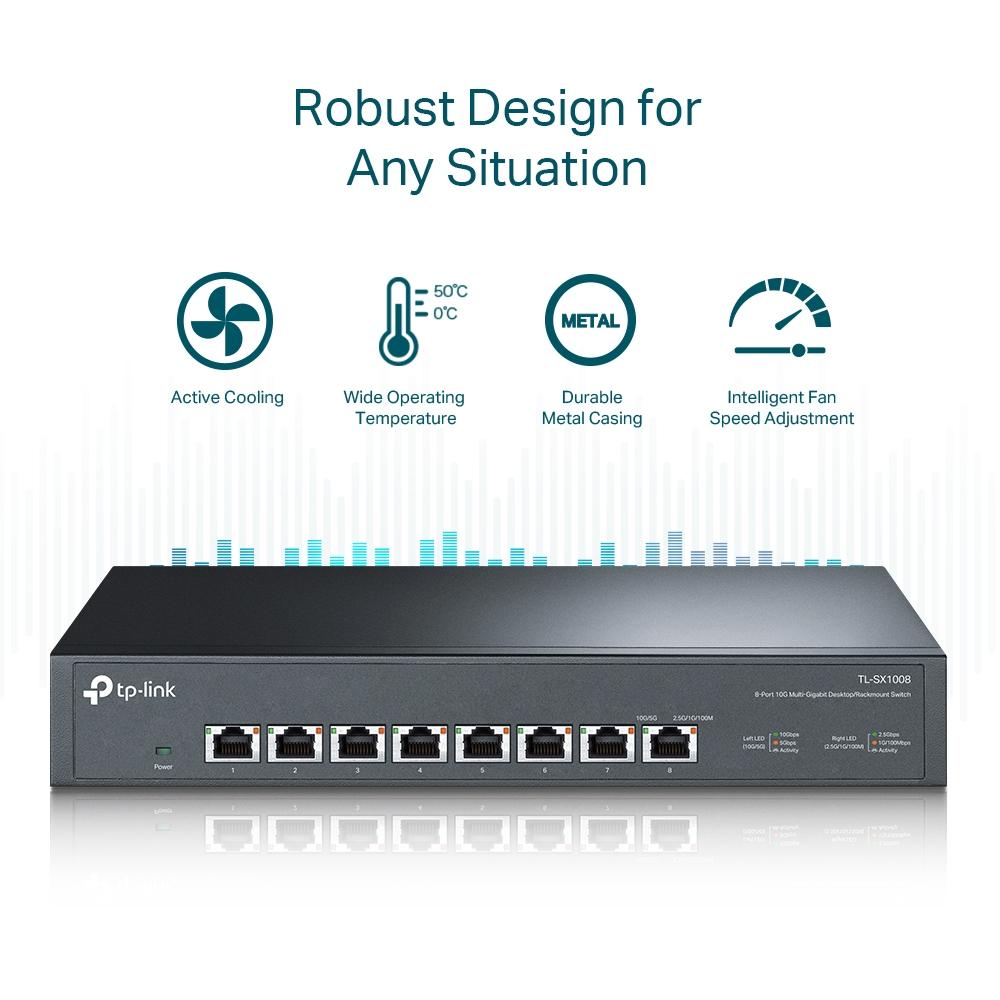 TP-LINK TL-SX1008 8-Port 10G Desktop Rackmount Switch - Image 4