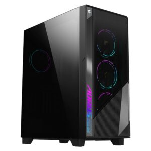 GIGABYTE AORUS C500 Glass Stealth - Casing PC Gaming E-ATX Included 4 ARGB PWM Fan - Black
