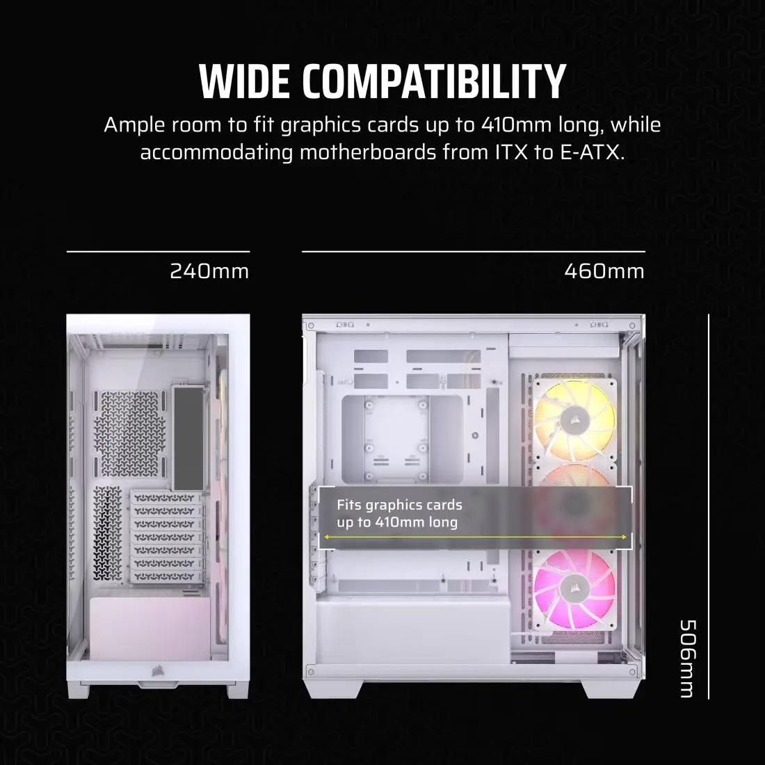 Corsair iCue LINK 3500X RGB | E-ATX PC Case Mid Tower with 3 RGB Fans - WHITE (CC-9011281-WW) - Image 8
