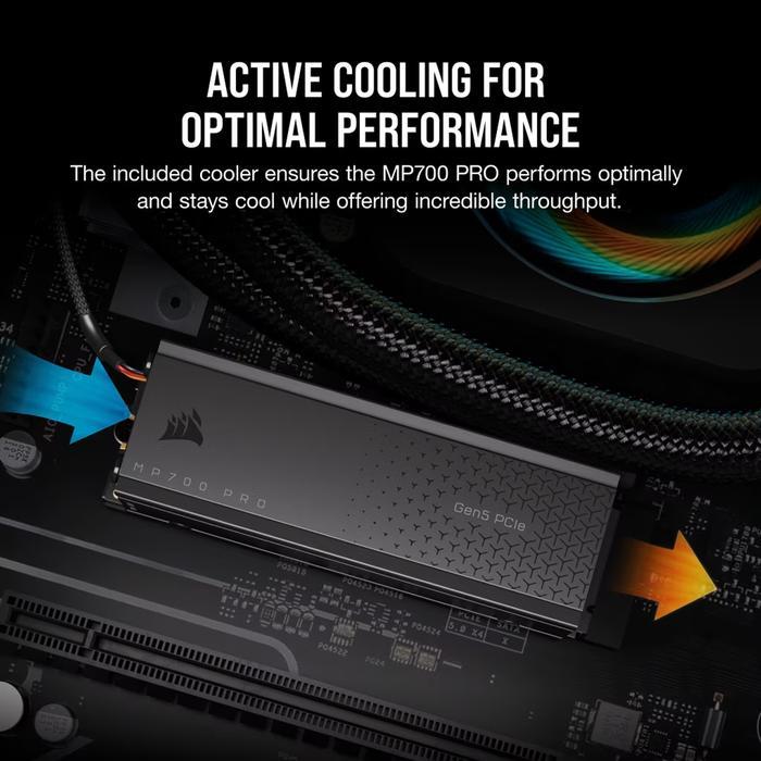 CORSAIR MP700 PRO - SSD With Air Cooler 2TB (Socket M2, NVMe PCIe GEN5 x4, 3D TLC NAND) - Image 3
