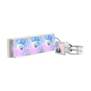 JualFormula V-Line Ice Jet Vision 360 | AIO Liquid Cooling with 3.95″ Customizable LCD Display – WHITE