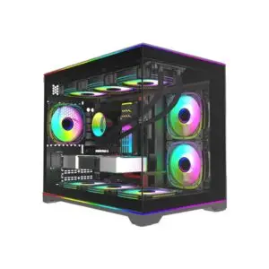 CASING VENOMRX NOCTIS PRO | Panoramic M-ATX PC Case Tempered Glass - BLACK