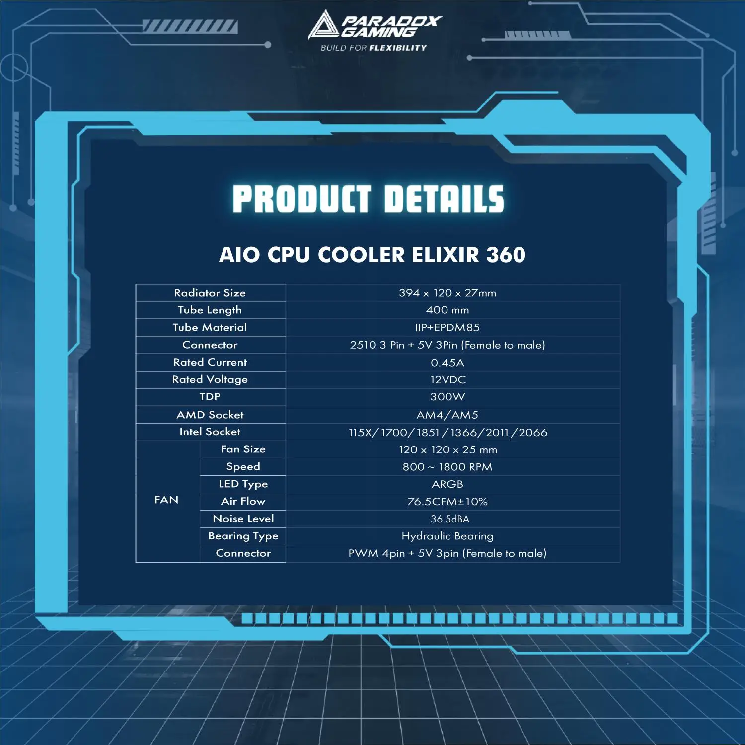 PARADOX GAMING HYPERSONIC ELIXIR 360 - AIO CPU COOLER 360MM - BLACK - Image 2