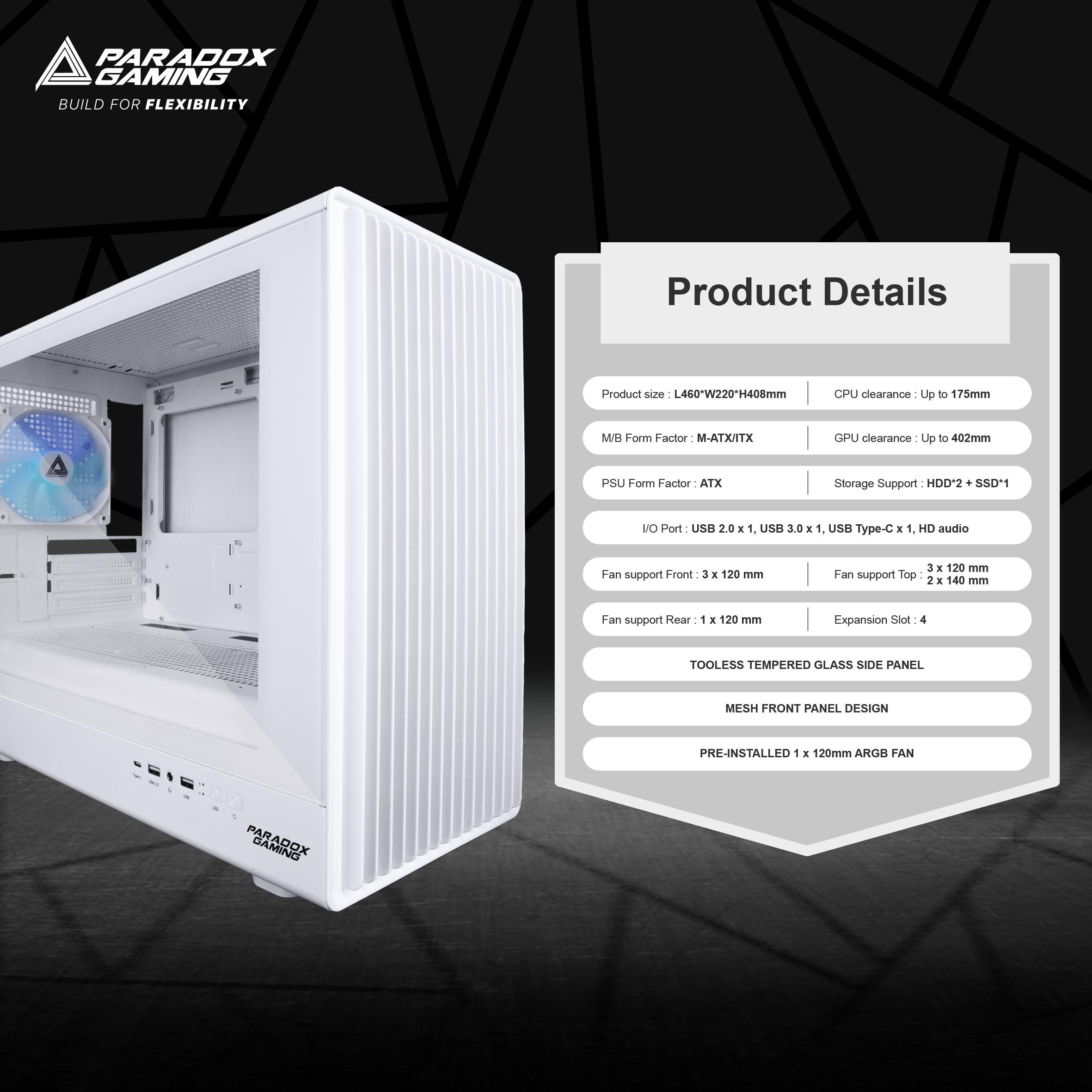 Casing PARADOX GAMING GRIMREAPER | M-ATX PC Case Pre-Installed 1 ARGB Fan - Image 5