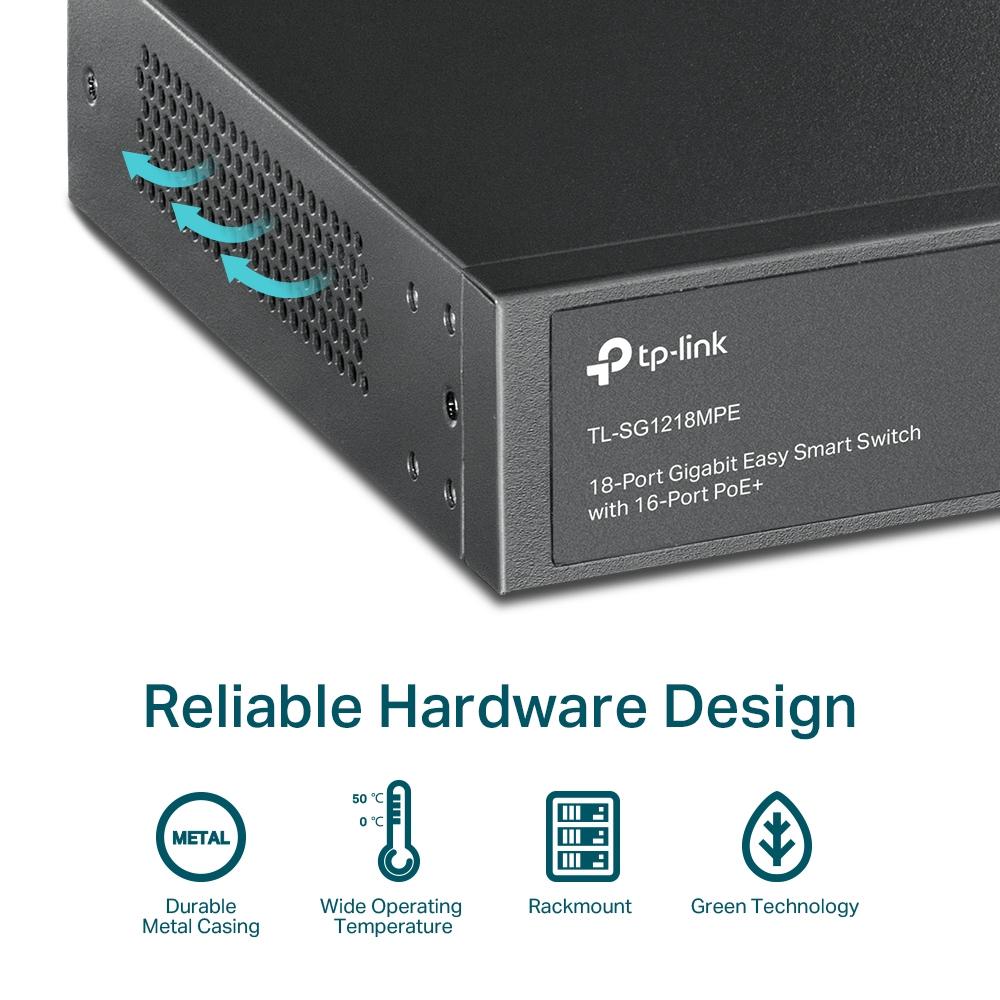 TP-LINK TL-SG1218MPE 18-Port Gigabit Easy Smart Switch 16-Port PoE+ - Image 5