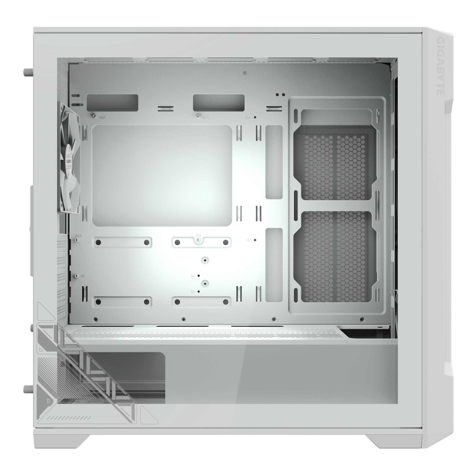 GIGABYTE C102 Glass Ice - Casing PC Gaming M-ATX Included 2 Fan - White - Image 3