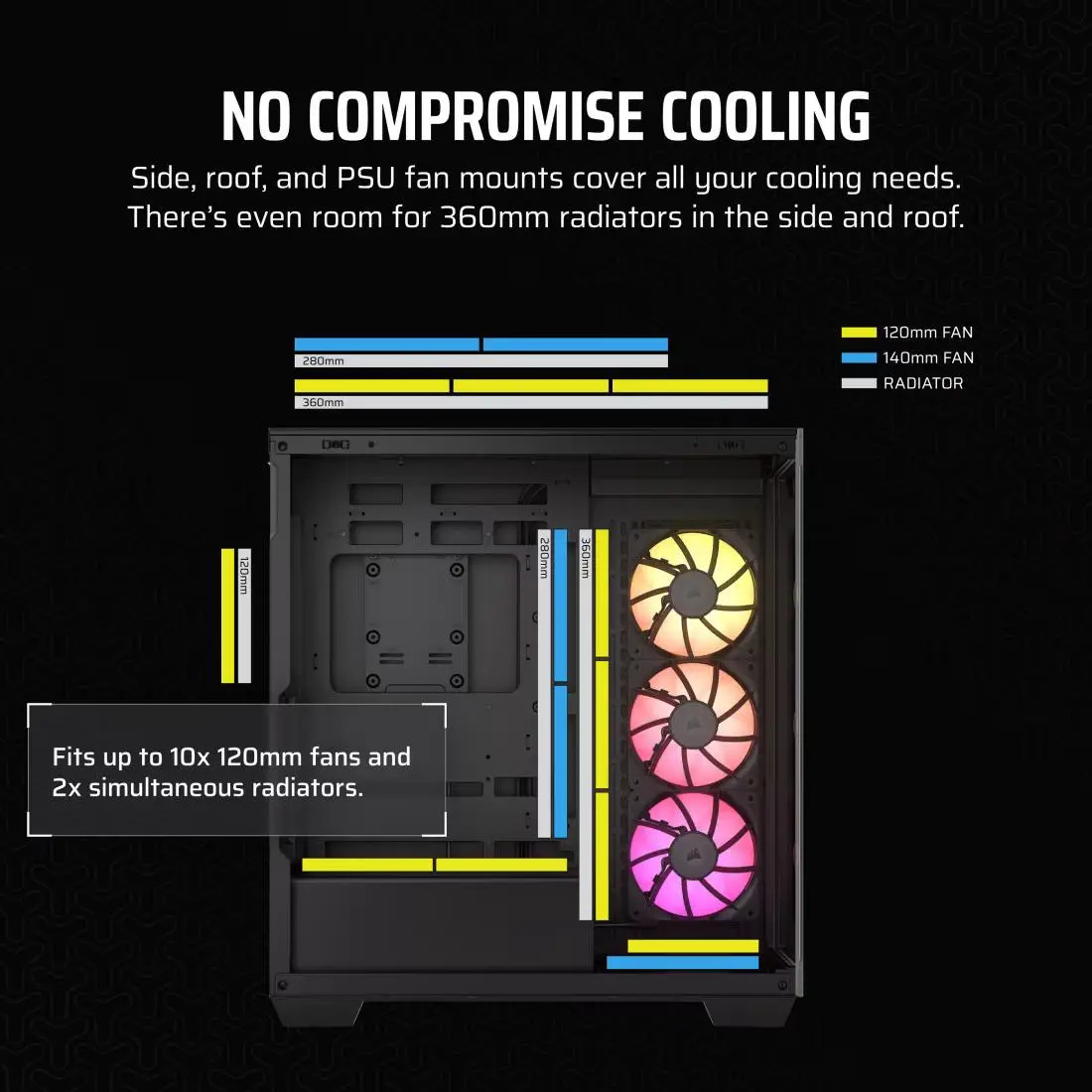 Corsair iCue LINK 3500X RGB | E-ATX PC Case Mid Tower with 3 RGB Fans - BLACK (CC-9011280-WW) - Image 6
