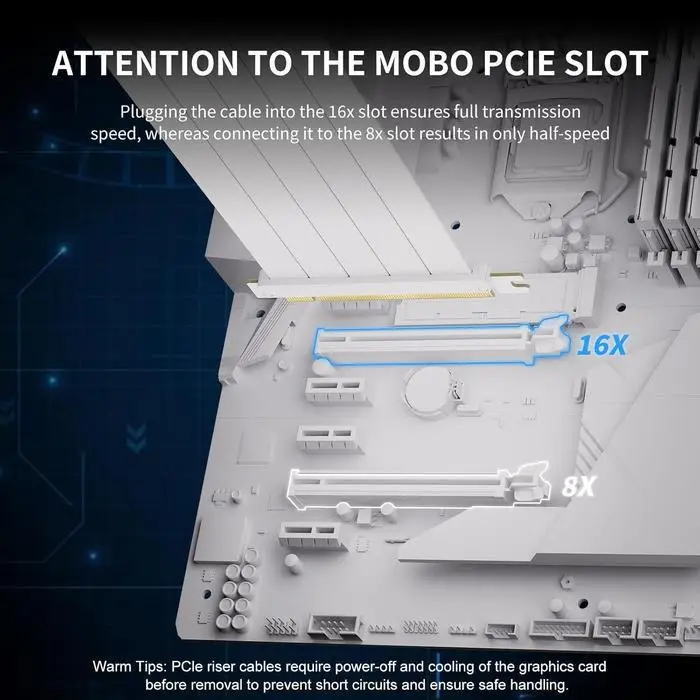 Riser Card untuk VBR i3, PCCooler i100 / K101 Pro | PCIe 4.0 20cm 90Degree - White - Image 4