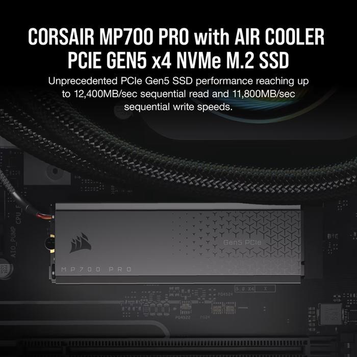 CORSAIR MP700 PRO - SSD With Air Cooler 2TB (Socket M2, NVMe PCIe GEN5 x4, 3D TLC NAND) - Image 2