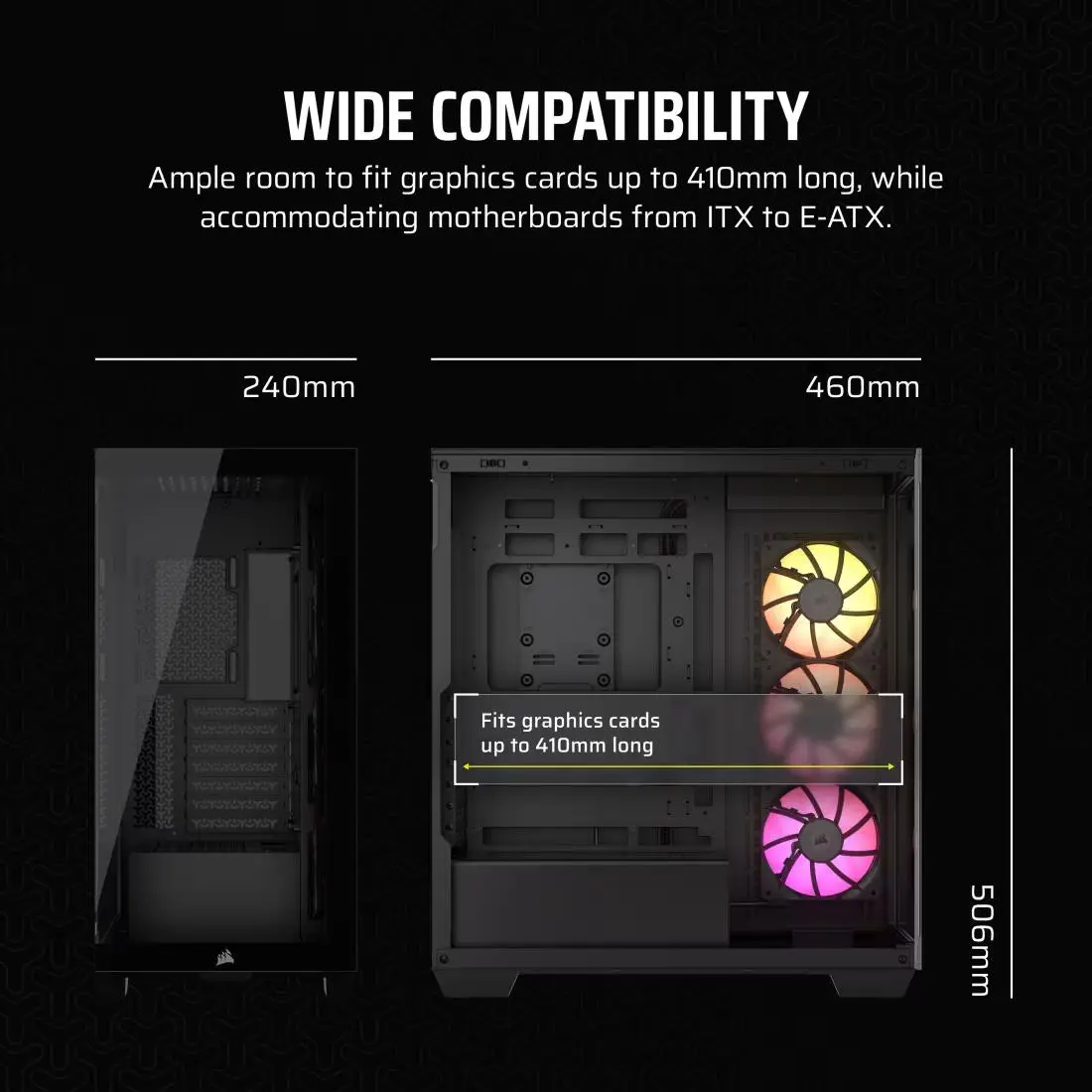 Corsair iCue LINK 3500X RGB | E-ATX PC Case Mid Tower with 3 RGB Fans - BLACK (CC-9011280-WW) - Image 8