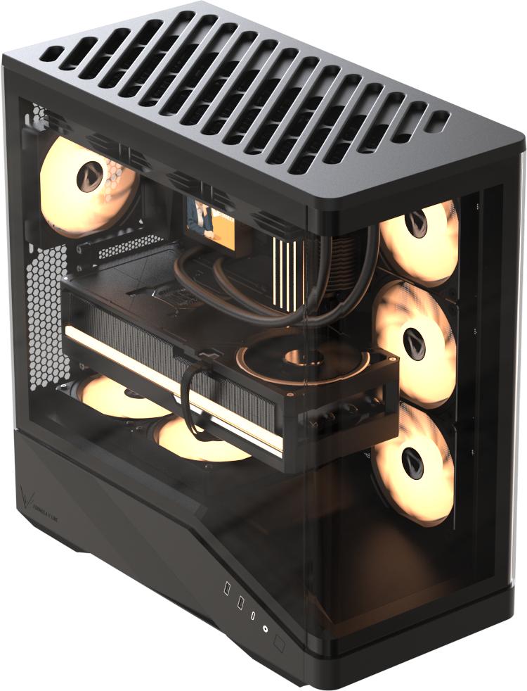 Formula V-Line Crystal U9 PA - E-ATX PC Case Include 4 FAN ARGB PWM - Black - Image 3