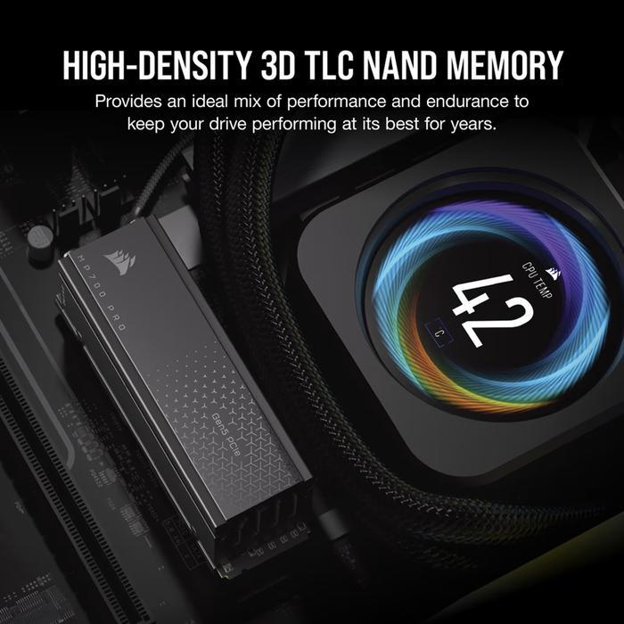 CORSAIR MP700 PRO - SSD With Air Cooler 2TB (Socket M2, NVMe PCIe GEN5 x4, 3D TLC NAND) - Image 4