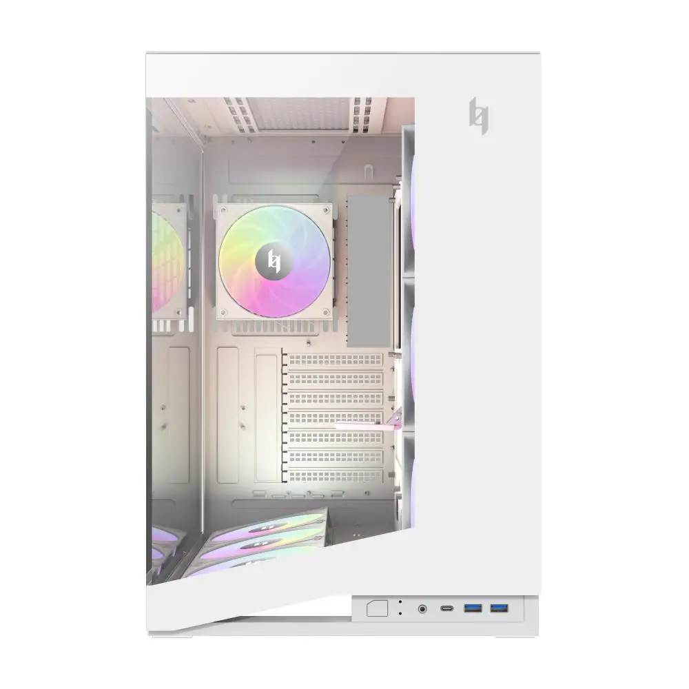 Casing GAMEMAX NEX C56 Dual Chamber ATX 7 ARGB PWM Fan Tempered Glass - White - Image 4