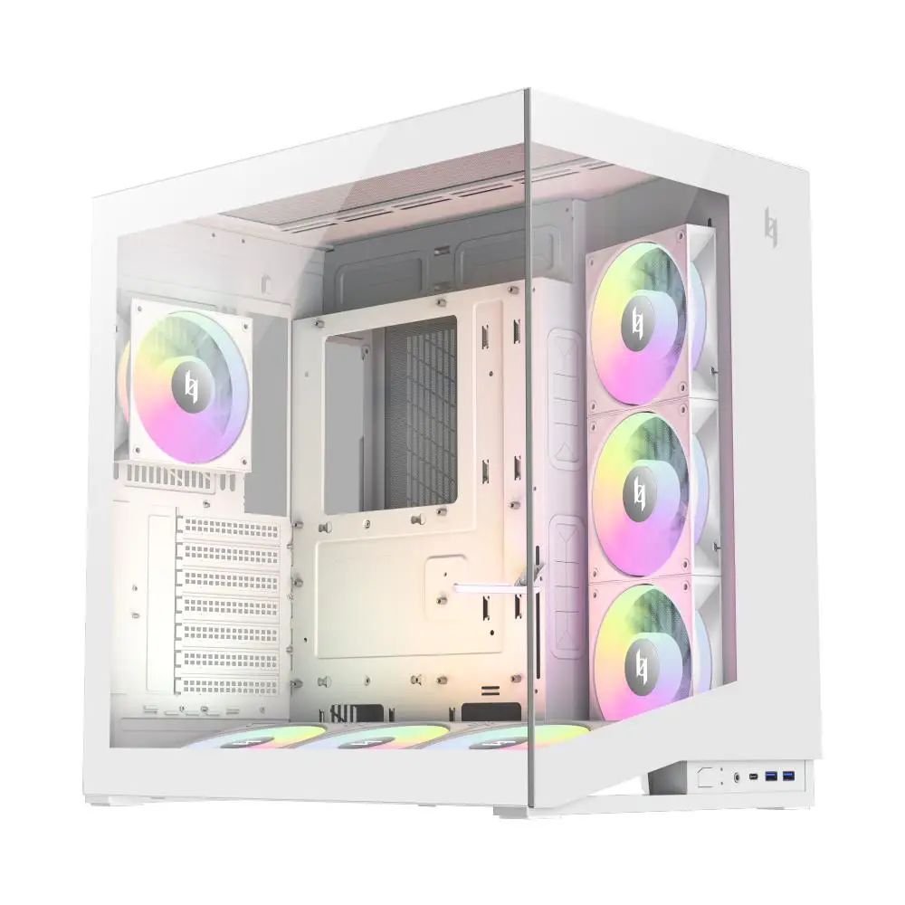Casing GAMEMAX NEX C56 Dual Chamber ATX 7 ARGB PWM Fan Tempered Glass - White - Image 3