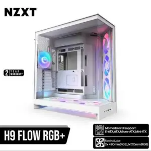 CASING NZXT H9 FLOW RGB+ Large Dual Chamber - Mid Tower E-ATX - WHITE