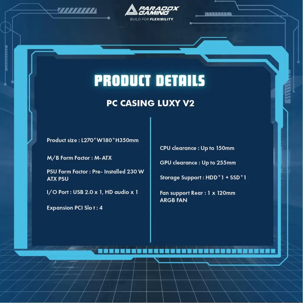 CASING PARADOX GAMING LUXY V2 + PSU 230W - Image 5